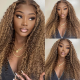 Hurela Affordable Kinky Curly Honey Blonde Highlights Wig Human Hair 13x4 Transparent Lace Frontal Wigs 