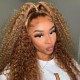 Hurela Honey Blond Highlight 13x4 Lace Front Jerry Curly Human Wigs With Baby Hair #TL412 Color 150% Density Facebook ad Special Sale