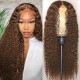 Hurela Jerry Curly 13x6 Transparent Lace Front Human Hair Wigs 180% Density