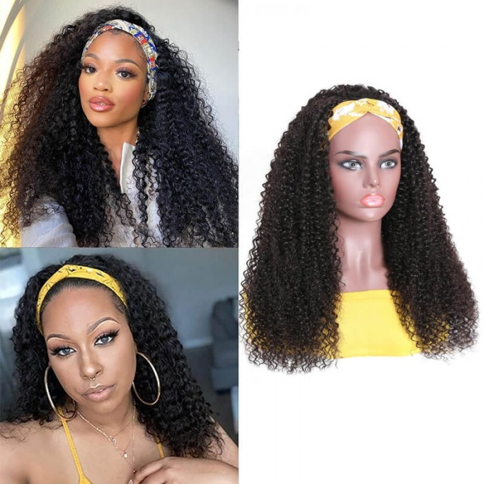 Kinky curly headband wig