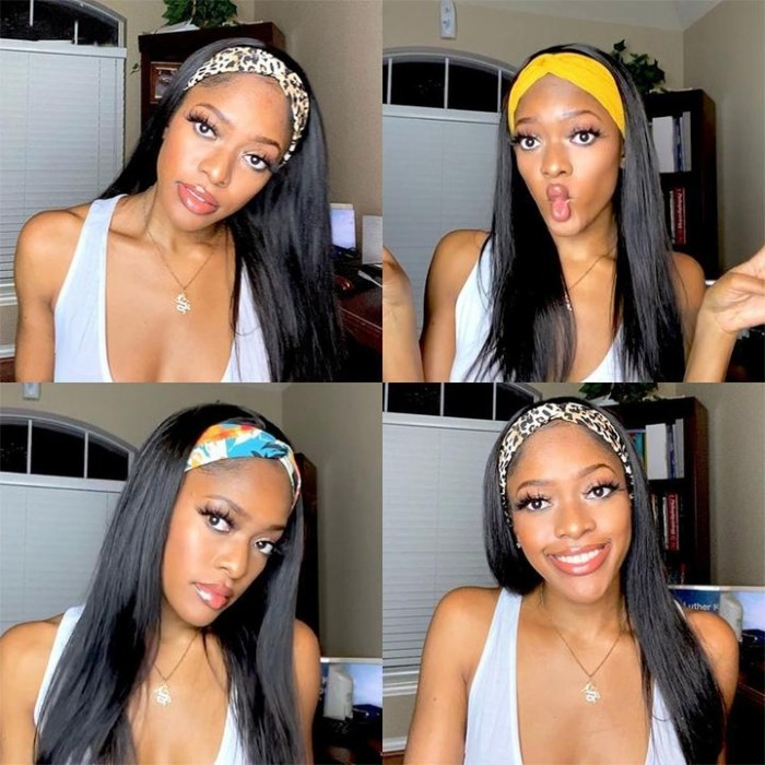 Straight hair headband wig