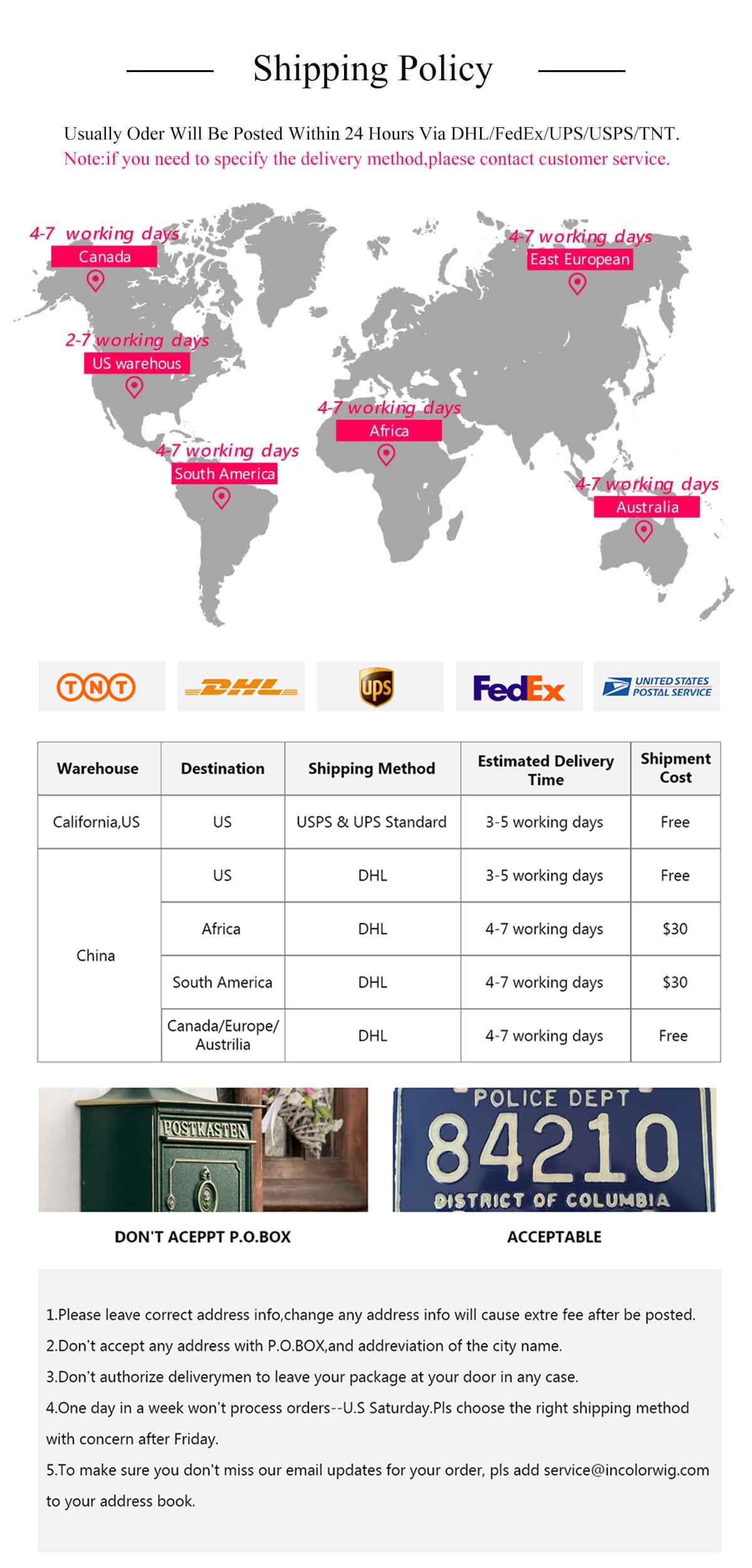 hurela Hair Shipping & Payment
